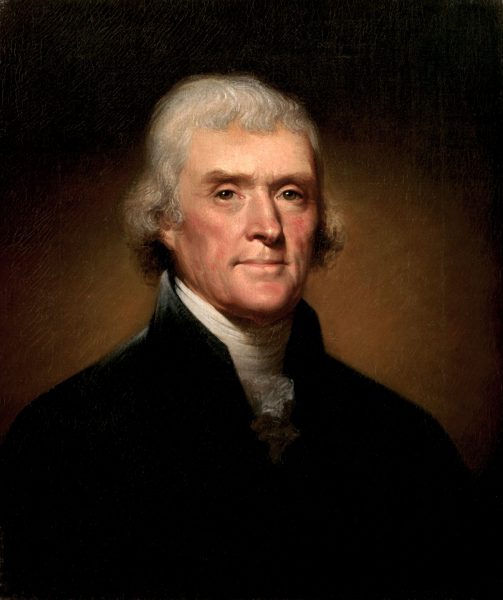 The official White House Portrait of President Thomas Jefferson by Rembrandt Peale, 1805. (Image: Wikipedia)
