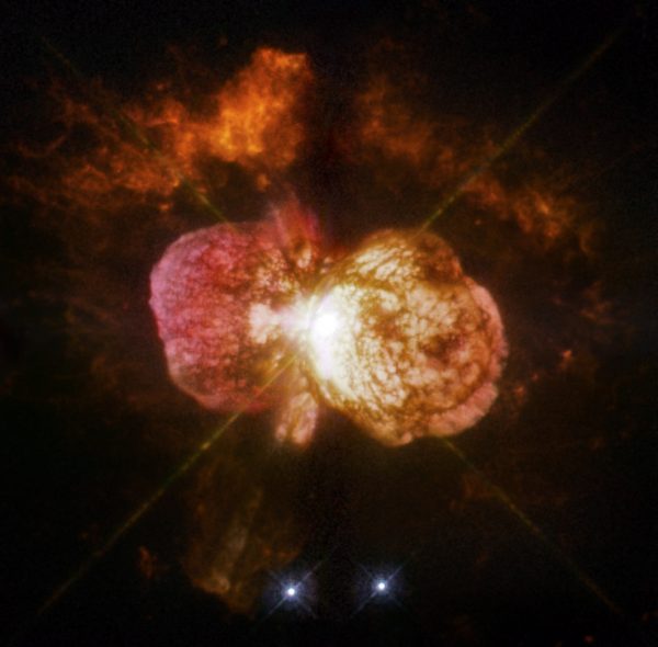 Eta Carinae, the most luminous and massive stellar system within 10,000 light-years, is best known for an enormous eruption seen in the mid-19th century that hurled at least 10 times the sun's mass into space.
