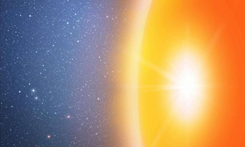 In this second artist's impression a huge sphere in the center of a galaxy is shown after a star has collided with it. Enormous amounts of heat and a dramatic increase in the brightness of the sphere are generated by this event. The lack of observation of such flares from the center of galaxies means that this hypothetical scenario is almost completely ruled out. (Image: via Mark A. Garlick/CfA)