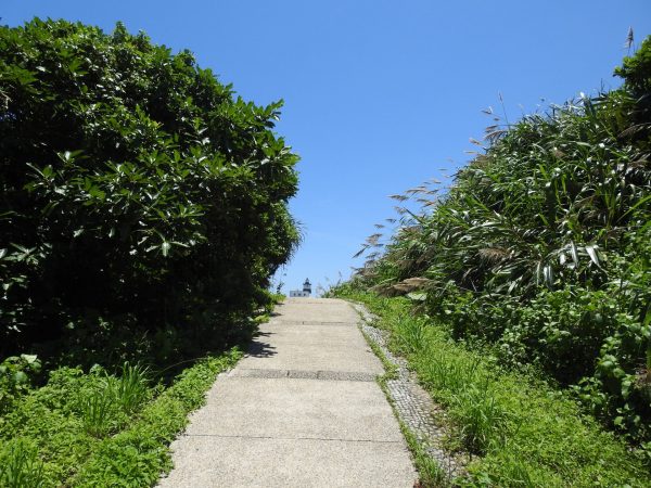 A trail in Fugui Cape Park that leads to the Fugui Cape Lighthouse. (Billy Shyu/ Vision Times)