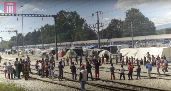 The group has been bringing a lot of isolated children out of their tents and forming a sense of community and joy. (Image via BBC Three YouTube/Screenshot)