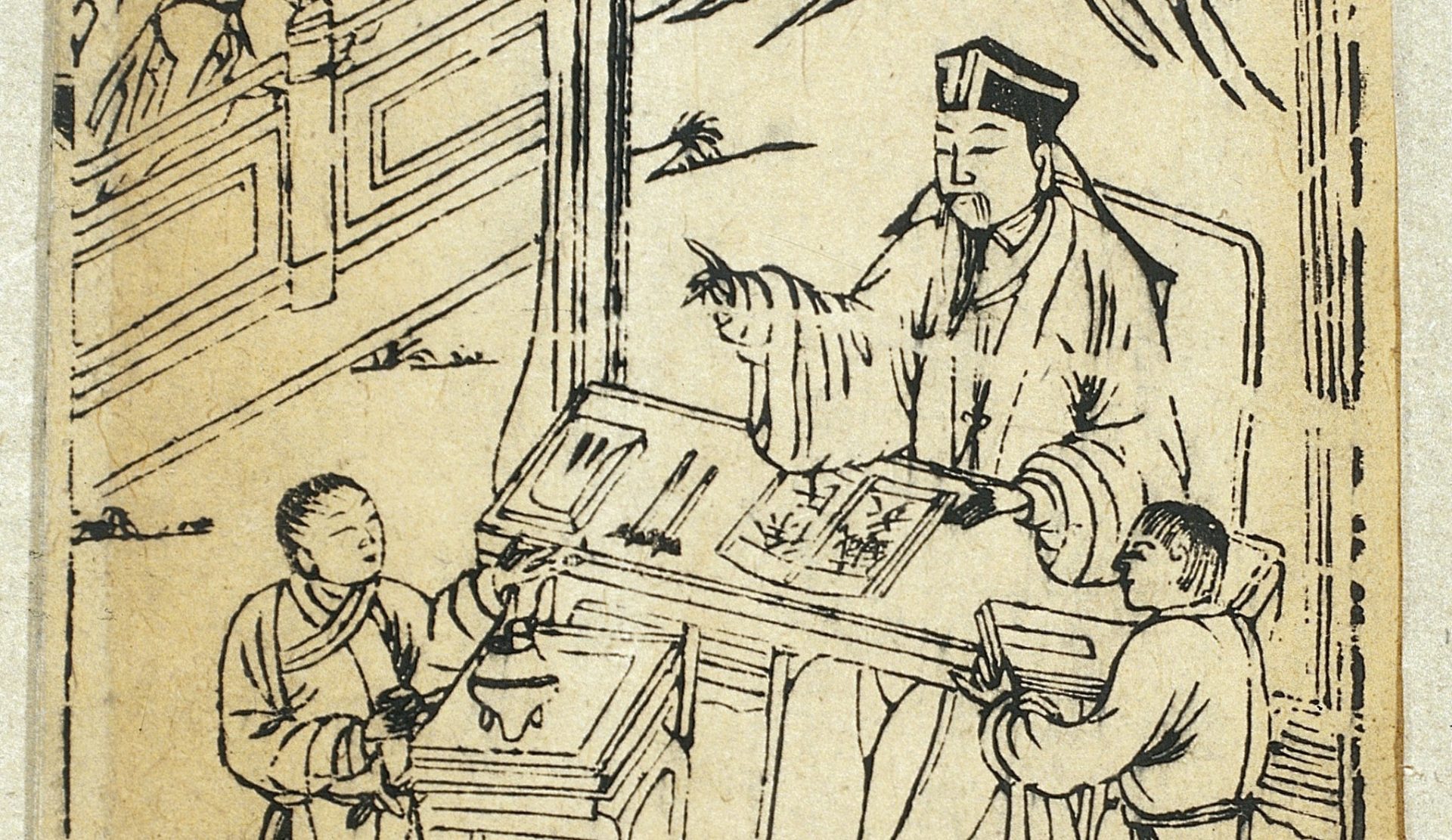Physician and disciple, Chinese woodcut, Ming period, (Image: Wellcome Library / CC BY 4.0 )
