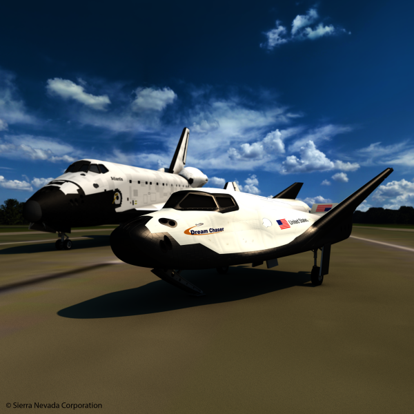 The Dream Chaser space plane looks remarkably like the space shuttles of yesteryear, with a few changes to the exterior design. (Image: SNC / CC0 1.0)