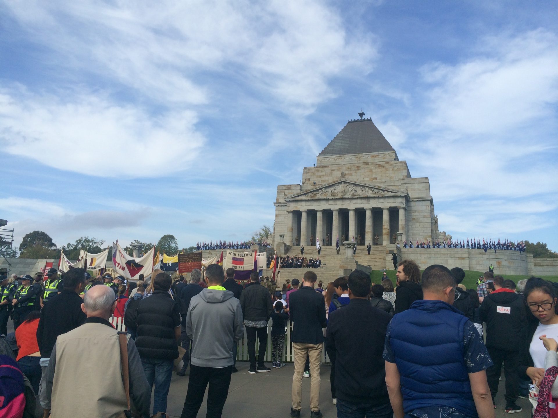 Photo by Trisha Haddock. The Shrine of Remembrance in the afternoon on Anzac Day.
