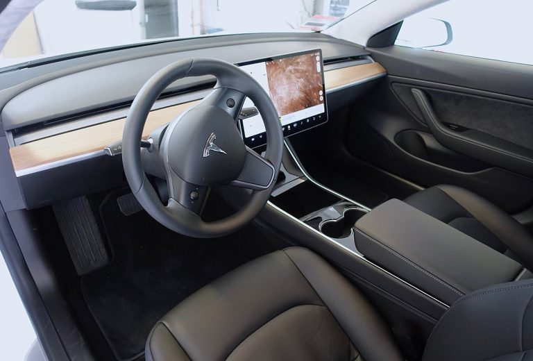 Interior of the Tesla Model 3.