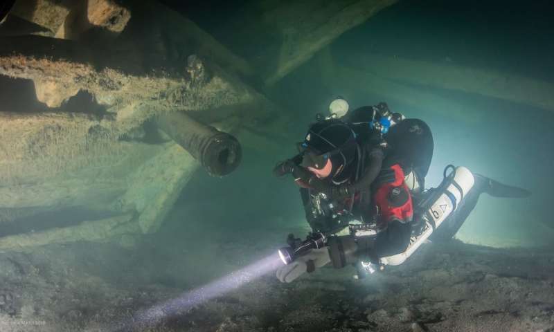 Professional divers investigated the wreck, which sits at the bottom of the sea, 70 metres below sea level. (Photo: Kirill Egorov / Ocean Discovery / Mars Project)