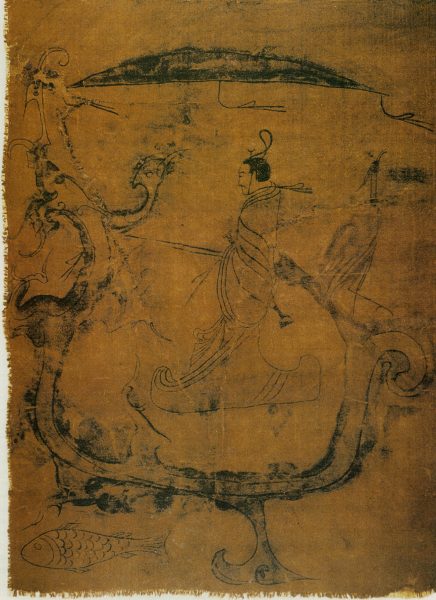 Silk painting depicting a man riding a dragon dated to the Zhou Dynasty. (Image: wikimedia / CC0 1.0)
