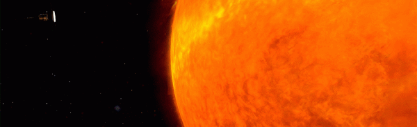 Illustration of Parker Solar Probe circling the Sun. (Credit: NASA/JHUAPL)