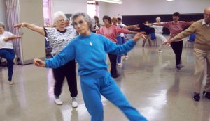 Elderly exercising.