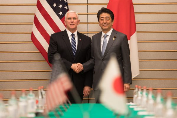 Vice President Mike Pence participates in an expanded bilateral meeting with Japanese Prime Minister Shinzo Abe, Wednesday, February 7, 2018, in Tokyo, Japan. (Image: Official White House Photo by D. Myles Cullen)