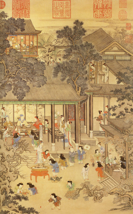 There is a painting called Celebrating the New Year which depicts a large family of the Qing Dynasty during festivities. (Image: Taipei National Palace Museum)