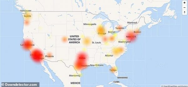 Google, the world’s biggest tech company suffered a massive cyber attack on Nov. 12. (Image: Downdetector.com/OpenStreetMap)