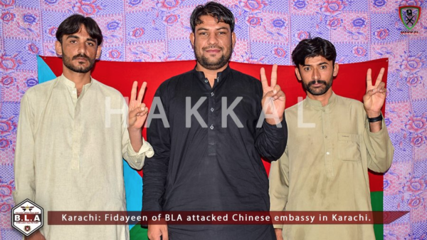 The BLA released an image of three young men it claimed were the attackers who attacked the Chinese consulate. (Image: Twitter )