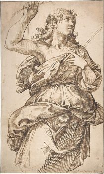 “An Angel” by Bartolomeo Passarotti (1529–1592). Pen and brown ink, over traces of black chalk, on beige paper. Rogers Fund, 1964. (Image: The Metropolitan Museum of Art)
