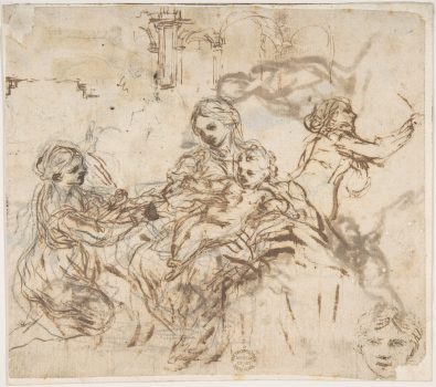 “The Virgin and Child With Saint Martina” by Pietro da Cortona (1596–1669). Pen and brown ink, over black chalk. Gift of Cornelius Vanderbilt, 1880. (The Metropolitan Museum of Art)