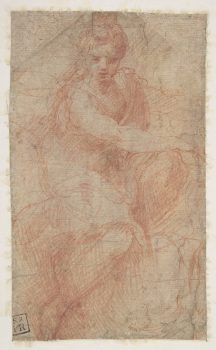 “Seated Goddess Diana” by Girolamo Francesco Maria Mazzola (Parmigianino). Red chalk. Rogers Fund, 1910. (The Metropolitan Museum of Art)