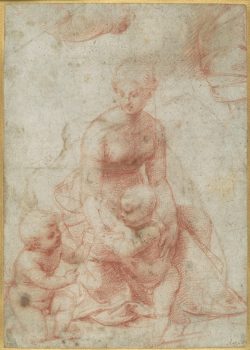 “Madonna and Child With the Infant Saint John the Baptist” by Raffaello Sanzio da Urbino (1483–1520). Red chalk (recto); pen and brown ink. Rogers Fund, 1964. (Image: The Metropolitan Museum of Art)