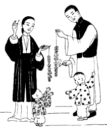 Burning paper gifts for the departed. (Image: Public Domain)