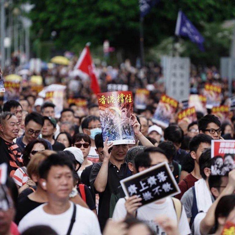 One of the posters, which read 'Hong Kong Withstand,' resonated so much that nearly every protester present was holding one during the July 7th rally.