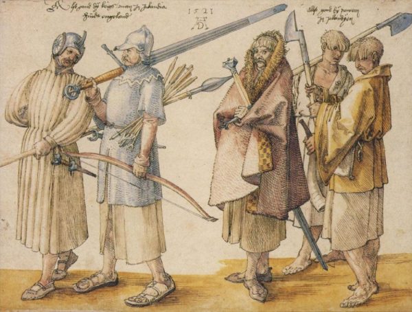 Albrecht Dürer’s depiction of ‘Irish soldiers and peasants’ (1521). Kuperferstichkabinett Staatliche Museen, zu Berlin. (Image: University of Cambridge)