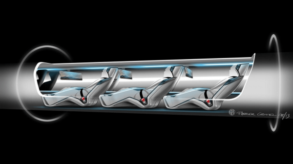 Hyperloop passenger capsule version cutaway with passengers onboard. (Image: SpaceX)