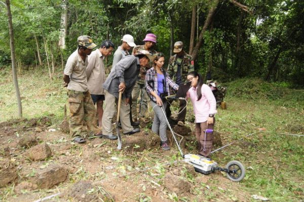 Co-author Leaksmy Kong with field assistants in Cambodia. (Image: Flinders University)