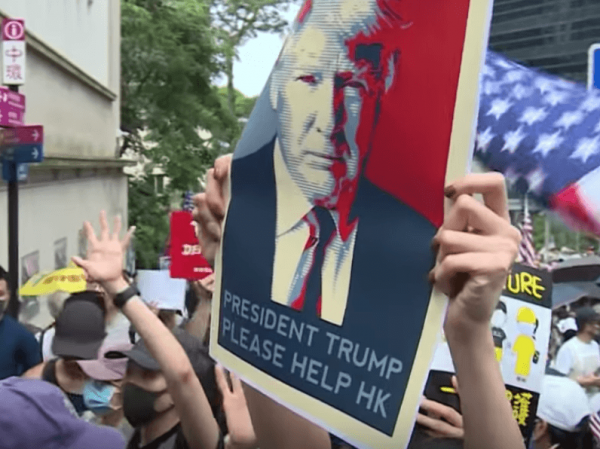 Trump said he supports pro-democracy demonstrators in Hong Kong but he stopped short of saying he would sign legislation requiring sanctions against China for any crackdown on Hong Kong protesters. (Image: YouTube/Screenshot)