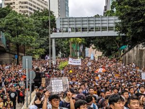 The people of Hong Kong demonstrating.