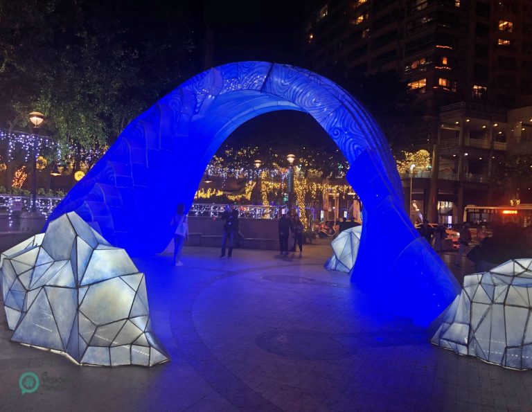 The Christmas installation featuring "Deep Ocean" near the the New Taipei City Hall.