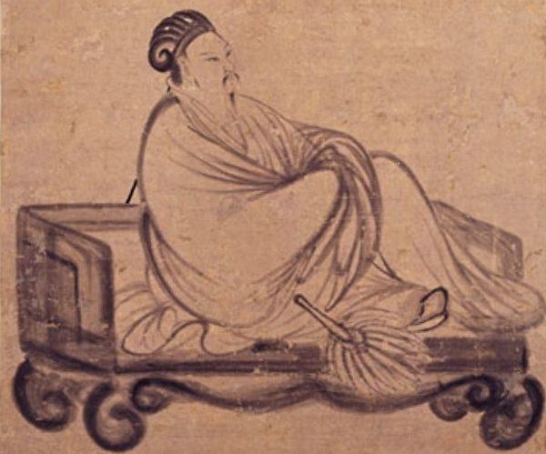 An illustration by Zhang Feng's depicting Zhuge Liang reclining on a daybed. (Image: wikimedia / CC0 1.0)