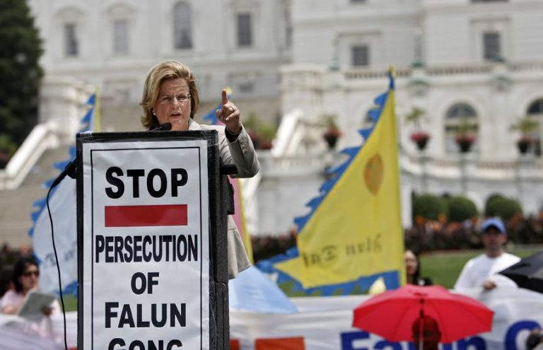 Speaker at Washingon DC, Calling out to "Stop The Persecution of Falun Gong" in China.