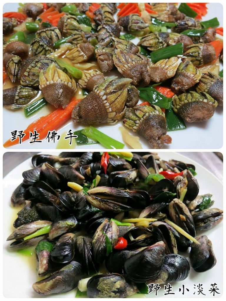 The finger-shaped seashells and wild mussels served at Furen Café.