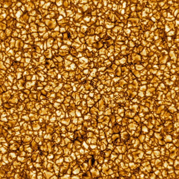 The Daniel K. Inouye Solar Telescope has produced the highest resolution image of the sun's surface ever taken. In this picture, taken at 789 nanometers (nm), we can see features as small as 30km (18 miles) in size for the first time ever. The image shows a pattern of turbulent, “boiling” gas that covers the entire sun. The cell-like structures -- each about the size of Texas -- are the signature of violent motions that transport heat from the inside of the sun to its surface. Hot solar material (plasma) rises in the bright centers of “cells,” cools off and then sinks below the surface in dark lanes in a process known as convection. In these dark lanes we can also see the tiny, bright markers of magnetic fields. Never before seen to this clarity, these bright specks are thought to channel energy up into the outer layers of the solar atmosphere called the corona. These bright spots may be at the core of why the solar corona is more than a million degrees. (Image: NSO/AURA/NSF)