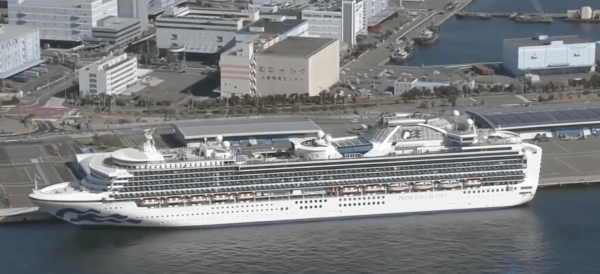 Japan’s Health Ministry says 65 additional people on board the Diamond Princess cruise ship have tested positive for the new coronavirus. (Image: YouTube/Screenshot)