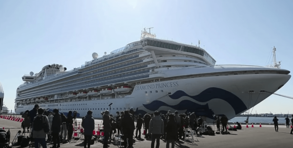 The Diamond Princess, saw 44 new cases, bringing the total there to 218. (Image: YouTube/Screenshot)