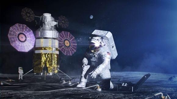 Artist’s illustration of the new spacesuit NASA is designing for Artemis astronauts. It’s called the xEMU,, or Exploration Extravehicular Mobility Unit. (Image: NASA)