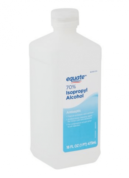 Recommended solvents included clean water, hydrogen peroxide (50-80 ppm), alcohol, and 70% isopropyl alcohol. (Image: Walmart)