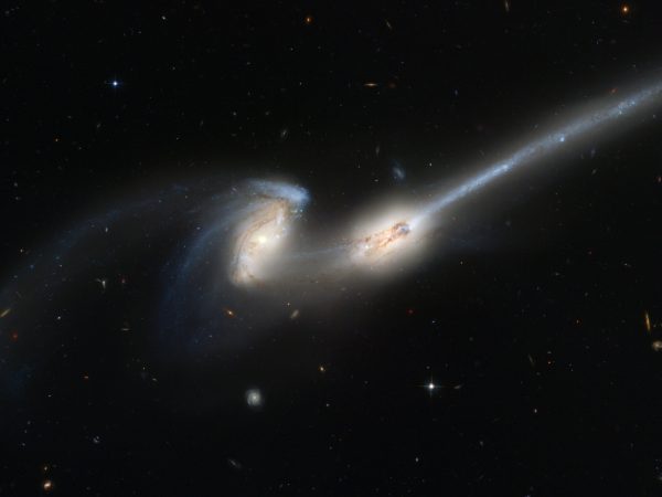 Two galaxies merging. (Image: Hubble Space Telescope)