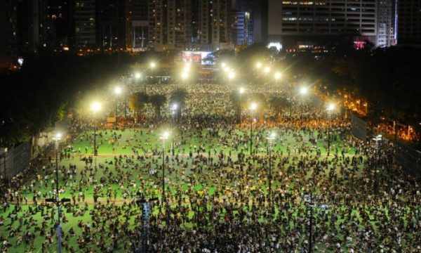 Hongkongers arrive for a candlelight vigil to commemorate the Tiananmen Square Massacre, in Victoria Park, Hong Kong, on June 4, 2020. (Image: Song Bilung/The Epoch Times)