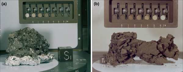 Photos of lunar impact melt breccia samples. (Image: NASA and AIR)