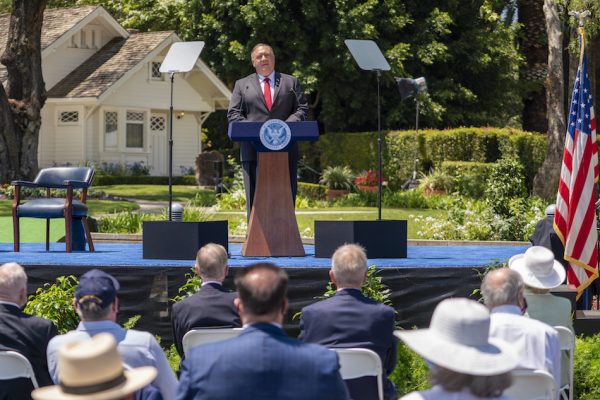 U.S. Secretary of State Michael R. Pompeo delivers his speech on “Communist China and the Free World’s Future” on July 23, 2020. (Image: Ron Przysucha/U.S. State Department/Public Domain)