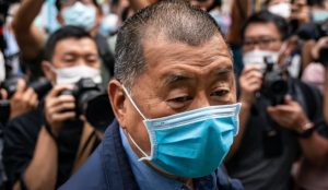 Jimmy Lai wearing a face mask.