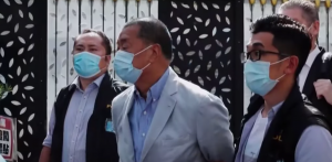 Jimmy Lai wearing a face mask.