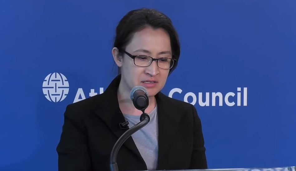 Hsiao Bi-khim giving a speech.