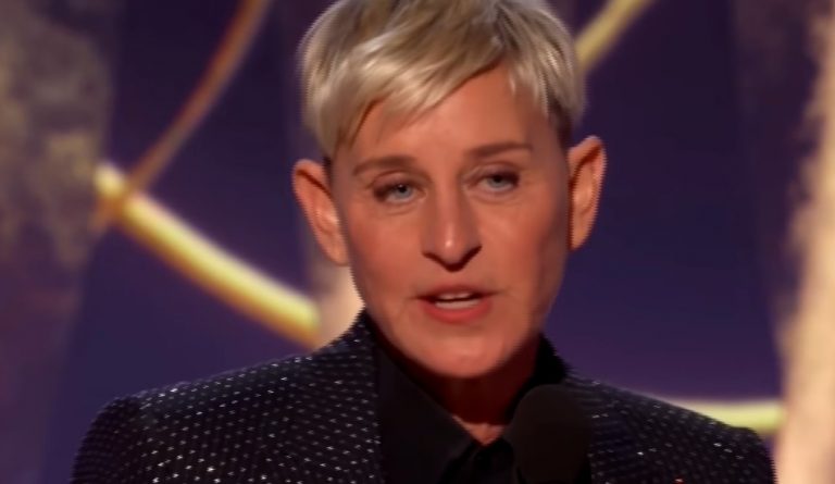 Ellen DeGeneres spoke during the 2020 Golden Globe Awards.