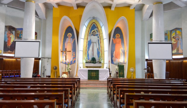 Inside a church.