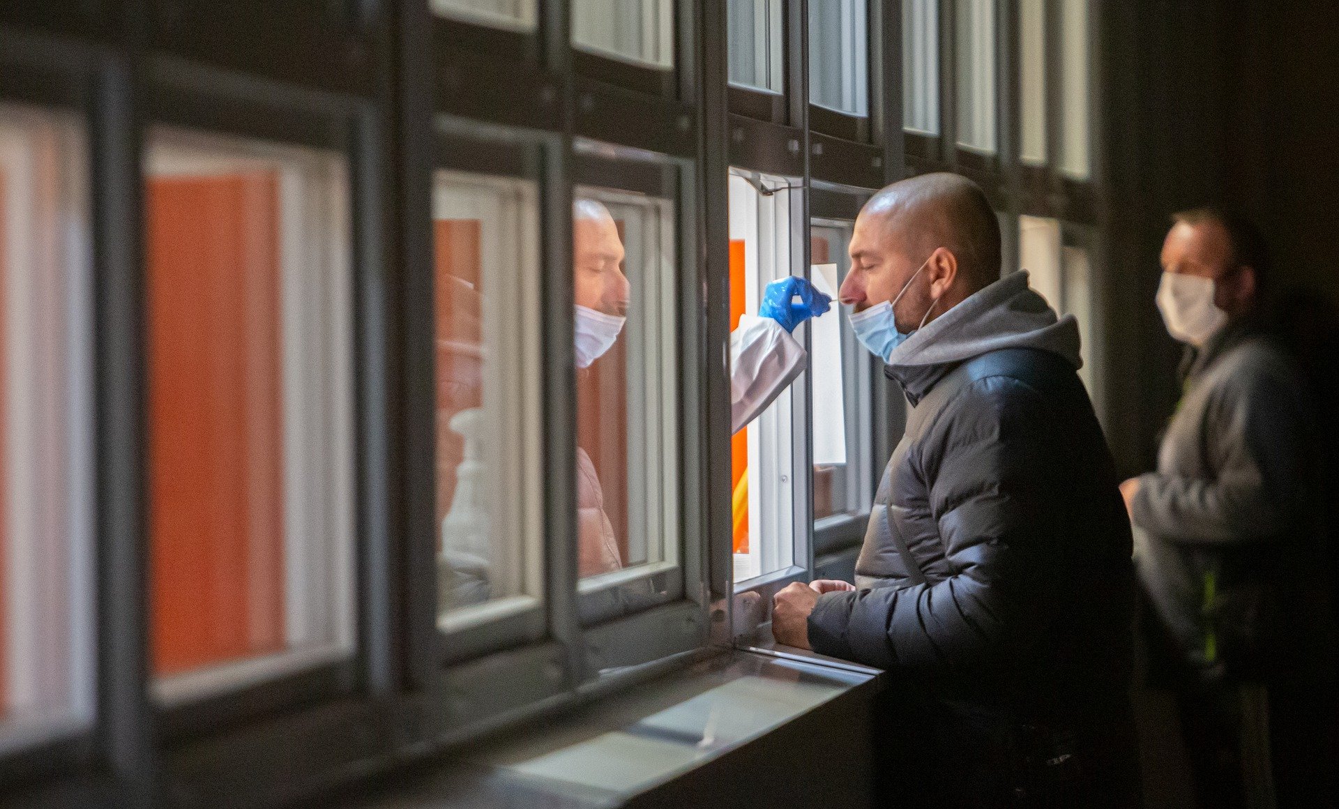Man being tested for coronavirus.