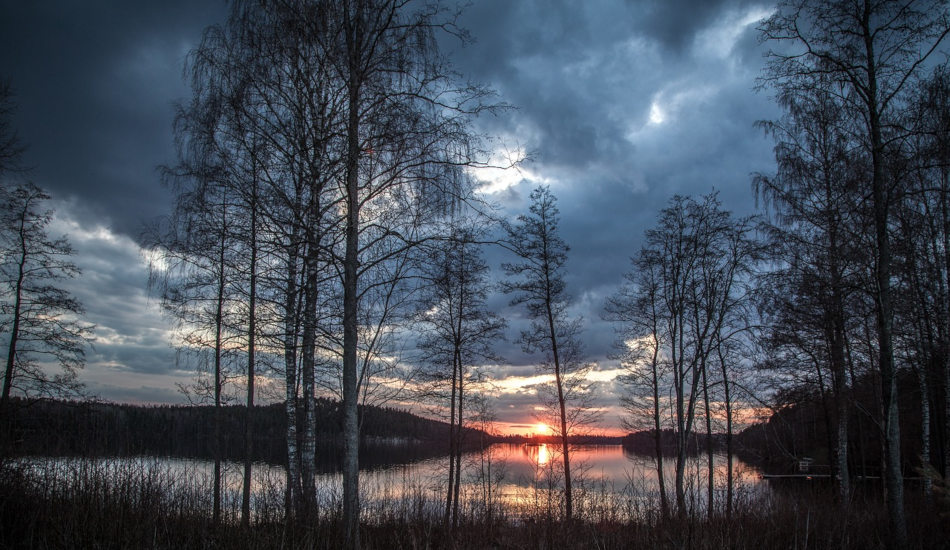 A lakeside in Finland on a spring evening.
