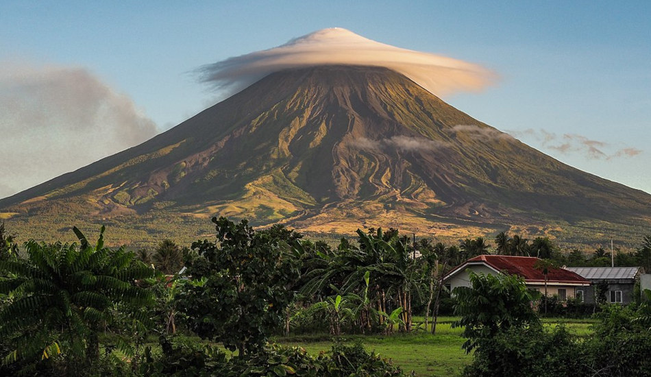 A lenticular cloud covers Mayon Volcano in the Philippines.