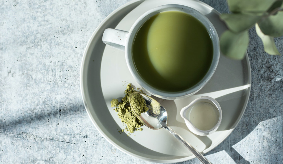 A cup of matcha green tea.
